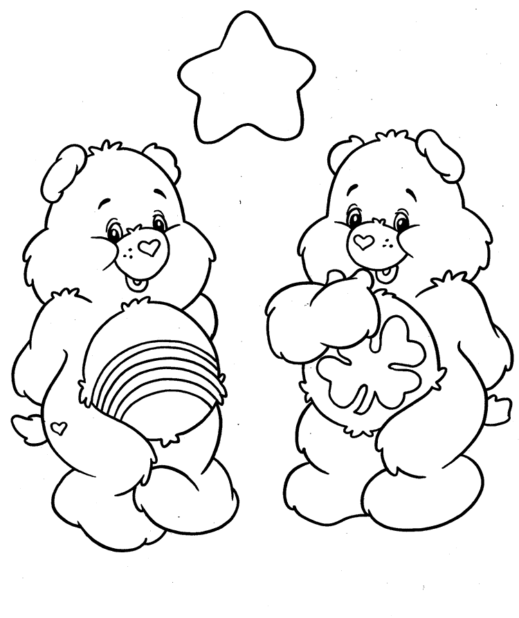 Ведмедик - веселість і Ведмедик - удача. Розмальовки Розмальовки Турботливі ведмедики